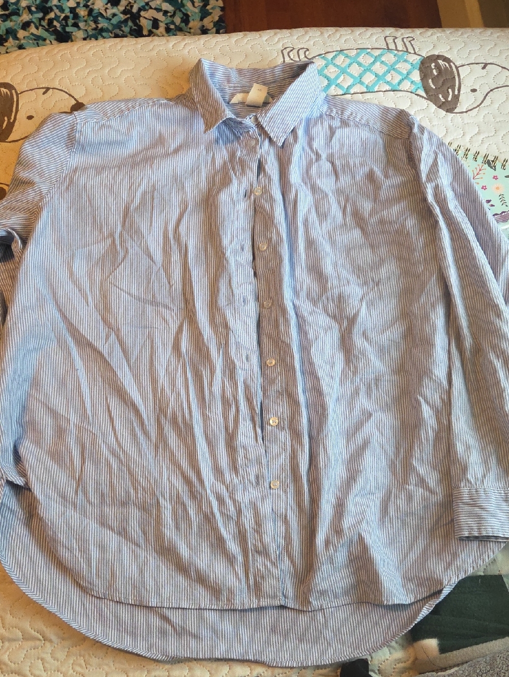 H&M Light Blue and White Striped Dress Shirt